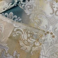 NEW King Louis XIV Novelty Neoclassical Brocade Medallion Floral Satin Fabric - Teal - Fancy Styles Fabric Pierre Frey Lee Jofa Brunschwig & Fils