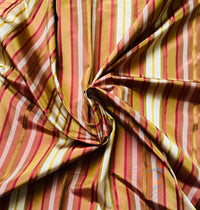 NEW! Lady Leandra 100% Silk Taffeta Fabric -Red and Orange Stripes - Fancy Styles Fabric Pierre Frey Lee Jofa Brunschwig & Fils