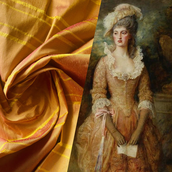 NEW Duchess Mendez Yellow and Pink Sunset Stripe 100% Silk Dupioni Fabric - Fancy Styles Fabric Pierre Frey Lee Jofa Brunschwig & Fils