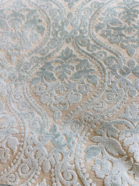 NEW! Sir Sanders Novelty Burnout Medallion Chenille Velvet Fabric - Light Aqua Blue- Upholstery - Fancy Styles Fabric Pierre Frey Lee Jofa Brunschwig & Fils