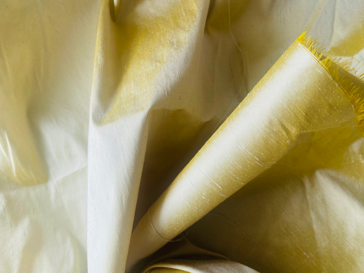 NEW Duchess Mable Designer 100% Silk Dupioni Ultra Icy Pastel Yellow Fabric - Fancy Styles Fabric Pierre Frey Lee Jofa Brunschwig & Fils