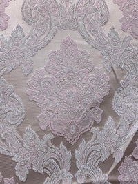 NEW King Rufus Brocade Satin Damask Decorating & Upholstery Fabric- Antique Pink - Fancy Styles Fabric Pierre Frey Lee Jofa Brunschwig & Fils