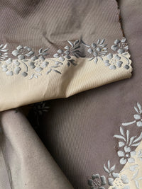 NEW Lady Kristen Designer 100% Silk Taffeta Embroidered Stripe Floral Fabric- Ice Blue & Warm Grey - Fancy Styles Fabric Pierre Frey Lee Jofa Brunschwig & Fils