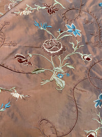 Fat Quarter: Queen Dragonia Novelty 100% Silk Dupioni Embroidered Floral Fabric - Copper Blue Iridescence - Fancy Styles Fabric Pierre Frey Lee Jofa Brunschwig & Fils