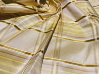 NEW Lady Deborah 100% Silk Taffeta Plaid Tartan Ribbon Fabric- Light Yellow Gold SB_6_27 - Fancy Styles Fabric Pierre Frey Lee Jofa Brunschwig & Fils