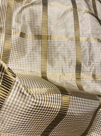 NEW Miss Jaqueline Designer 100% Silk Taffeta Gingham Ribbon Square Stripes Fabric - Old Gold SB_6_29 - Fancy Styles Fabric Pierre Frey Lee Jofa Brunschwig & Fils
