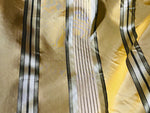NEW Queen Guadalupe 100% Silk Taffeta Ribbon Stripe Fabric- Green and Gold