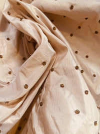 NEW Novelty Couture 100% Silk Taffeta Copper Crystal Beaded Fabric Cream - Fancy Styles Fabric Pierre Frey Lee Jofa Brunschwig & Fils