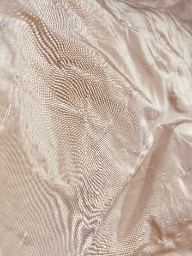 NEW Novelty Couture 100% Silk Taffeta Copper Crystal Beaded Fabric Cream