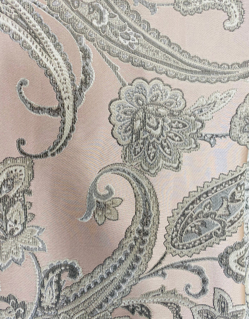 NEW Queen Kat Jacquard Satin Paisley Fabric Made in Italy- Upholstery & Drapery- Pink