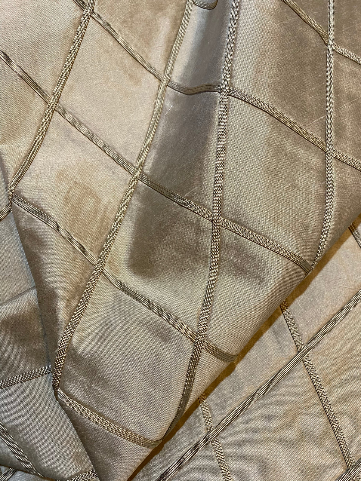 NEW Queen Peyton 100% Silk Satin Quilted Designer Fabric- Gold - Fancy Styles Fabric Pierre Frey Lee Jofa Brunschwig & Fils