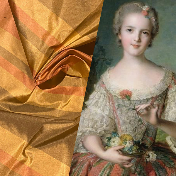 NEW Lady Gratis 100% Silk Taffeta Fabric Gold and Pink Stripes SB_1_29 - Fancy Styles Fabric Pierre Frey Lee Jofa Brunschwig & Fils