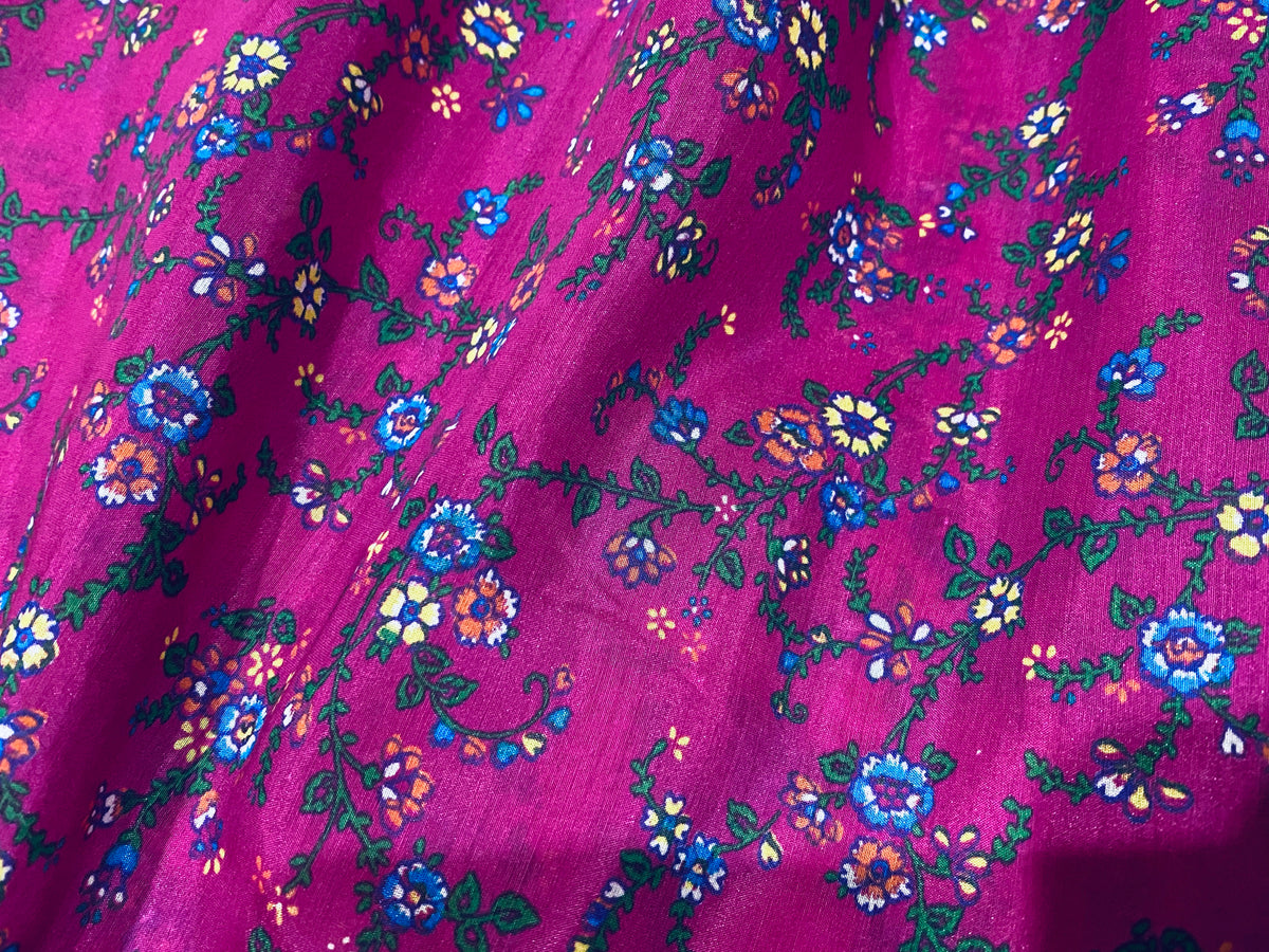 NEW Lady Astra Silk Cotton Blouse Floral Fabric - Magenta - Fancy Styles Fabric Pierre Frey Lee Jofa Brunschwig & Fils