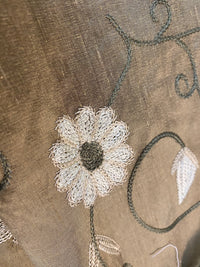 NEW Lady Tremaine Designer 100% Silk Dupioni Embroidered Fabric - Old Gold - Fancy Styles Fabric Pierre Frey Lee Jofa Brunschwig & Fils