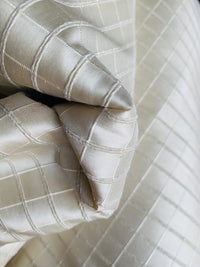 NEW Duchess Jenna 100% Silk Taffeta Fabric- Bone White with Embroidered Squares- SB_6_1 - Fancy Styles Fabric Pierre Frey Lee Jofa Brunschwig & Fils