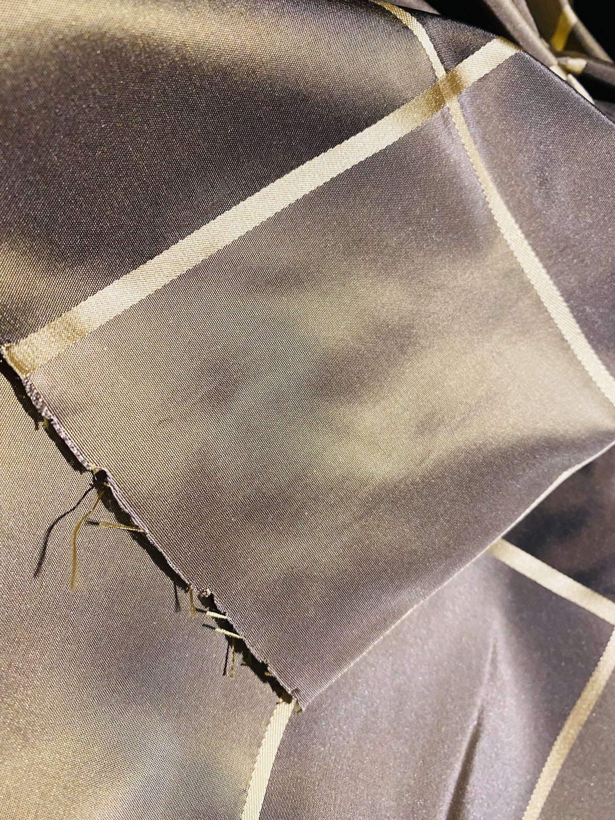 NEW Contessa Lucia 100% Silk Taffeta Plaid Tartan Gold and Old Gold Fabric SB_6_26 - Fancy Styles Fabric Pierre Frey Lee Jofa Brunschwig & Fils