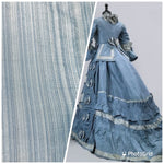 DEAL! Lady Bridgette Designer 100% Silk Dupioni Subtle Pastel Blue Stripes - Fancy Styles Fabric Pierre Frey Lee Jofa Brunschwig & Fils
