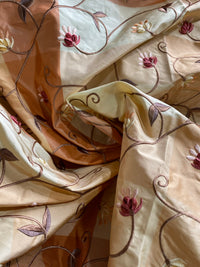 NEW Princess Peach 100% Silk Taffeta Checkered Plaid Embroidered Velvet Floral Peach Fabric - Fancy Styles Fabric Pierre Frey Lee Jofa Brunschwig & Fils