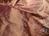 NEW Queen Riviera Novelty 100% Silk Dupioni Embroidered Floral Fabric - Copper Pink - Fancy Styles Fabric Pierre Frey Lee Jofa Brunschwig & Fils