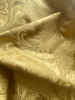 NEW Lord Mathias 100% Silk Taffeta Jacquard Floral Fabric - Golden Yellow