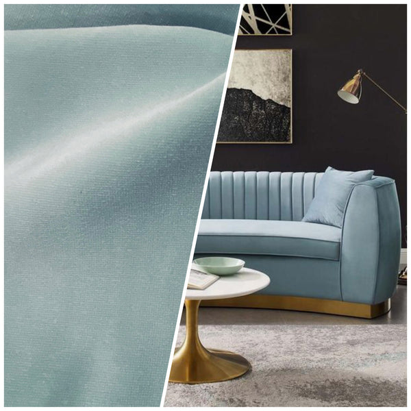 NEW! Prince Oliver- Designer 100% Cotton -Made In Belgium- Upholstery Velvet Fabric -Duck Egg Blue - Fancy Styles Fabric Pierre Frey Lee Jofa Brunschwig & Fils