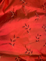 NEW! Queen Delila Novelty 100% Silk Dupioni Embroidered Floral Fabric - Red