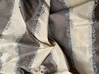 NEW Lady Kristen Designer 100% Silk Taffeta Embroidered Stripe Floral Fabric- Ice Blue & Warm Grey - Fancy Styles Fabric Pierre Frey Lee Jofa Brunschwig & Fils