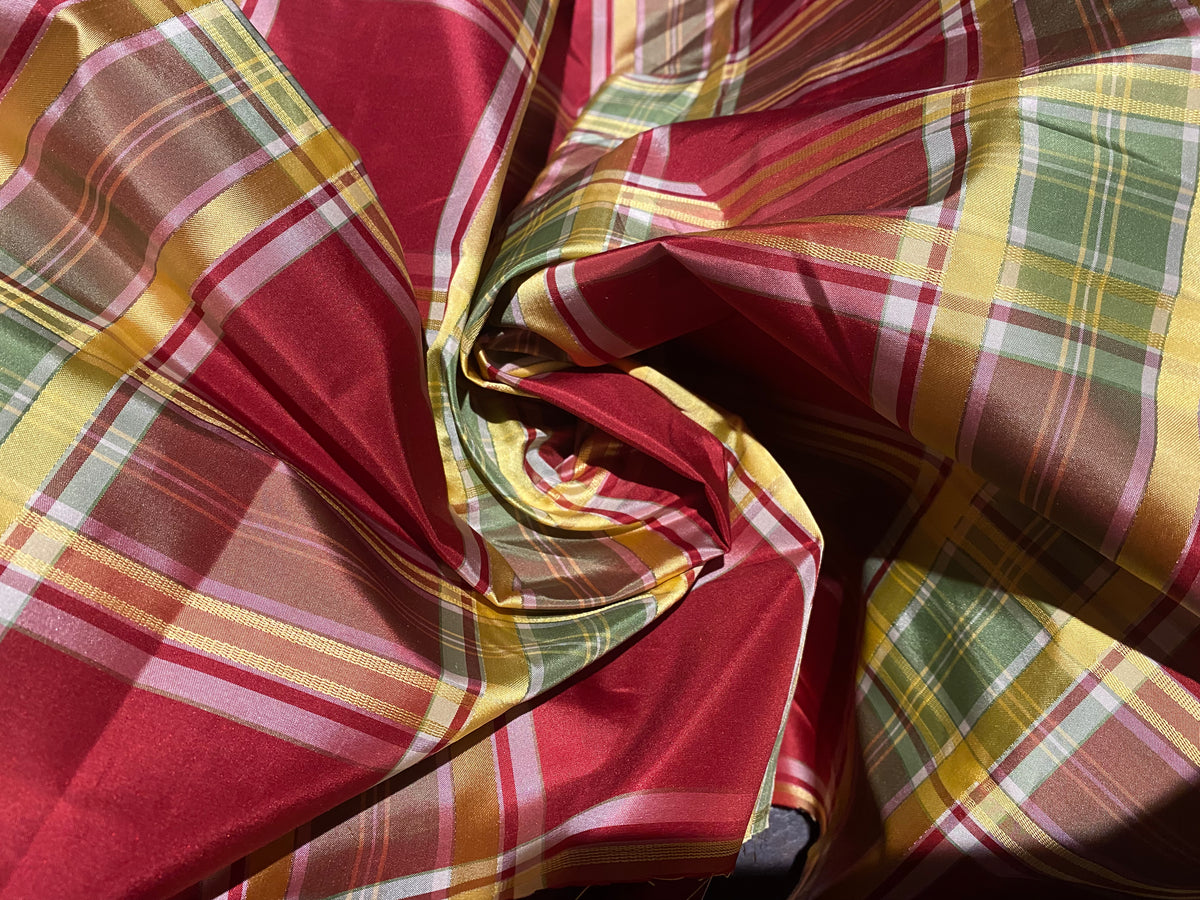 NEW! Duchess Darby 100% Silk Taffeta Plaid Tartan Ribbon Fabric Red SB_1_21 - Fancy Styles Fabric Pierre Frey Lee Jofa Brunschwig & Fils