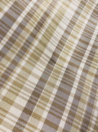 NEW Lady Riley Designer 100% Silk Taffeta Plaid Tartan Fabric- Gold, Taupe, and Cream SB_6_39 - Fancy Styles Fabric Pierre Frey Lee Jofa Brunschwig & Fils