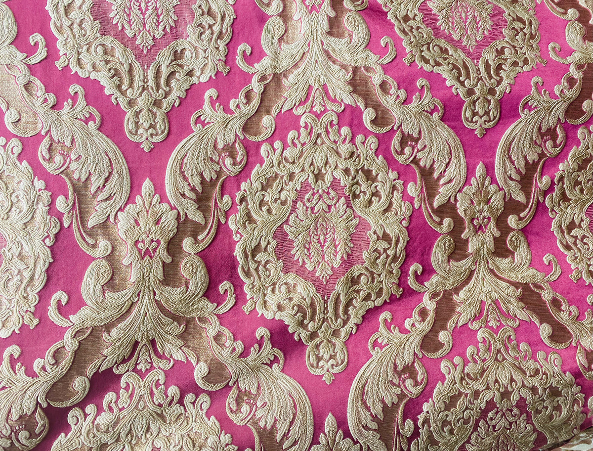 NEW Queen Marianna Novelty Ritz Neoclassical Brocade Satin Fabric - Magenta - Fancy Styles Fabric Pierre Frey Lee Jofa Brunschwig & Fils