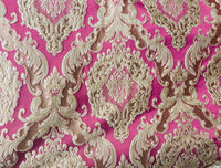 NEW Queen Marianna Novelty Ritz Neoclassical Brocade Satin Fabric - Magenta - Fancy Styles Fabric Pierre Frey Lee Jofa Brunschwig & Fils