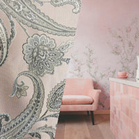 NEW Queen Kat Jacquard Satin Paisley Fabric Made in Italy- Upholstery & Drapery- Pink - Fancy Styles Fabric Pierre Frey Lee Jofa Brunschwig & Fils