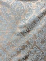NEW! SALE! Princess Popper Satin Medallion Decorating & Upholstery Fabric - Blue and Beige Gold