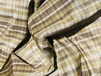 NEW Lady Riley Designer 100% Silk Taffeta Plaid Tartan Fabric- Gold, Taupe, and Cream SB_6_39 - Fancy Styles Fabric Pierre Frey Lee Jofa Brunschwig & Fils