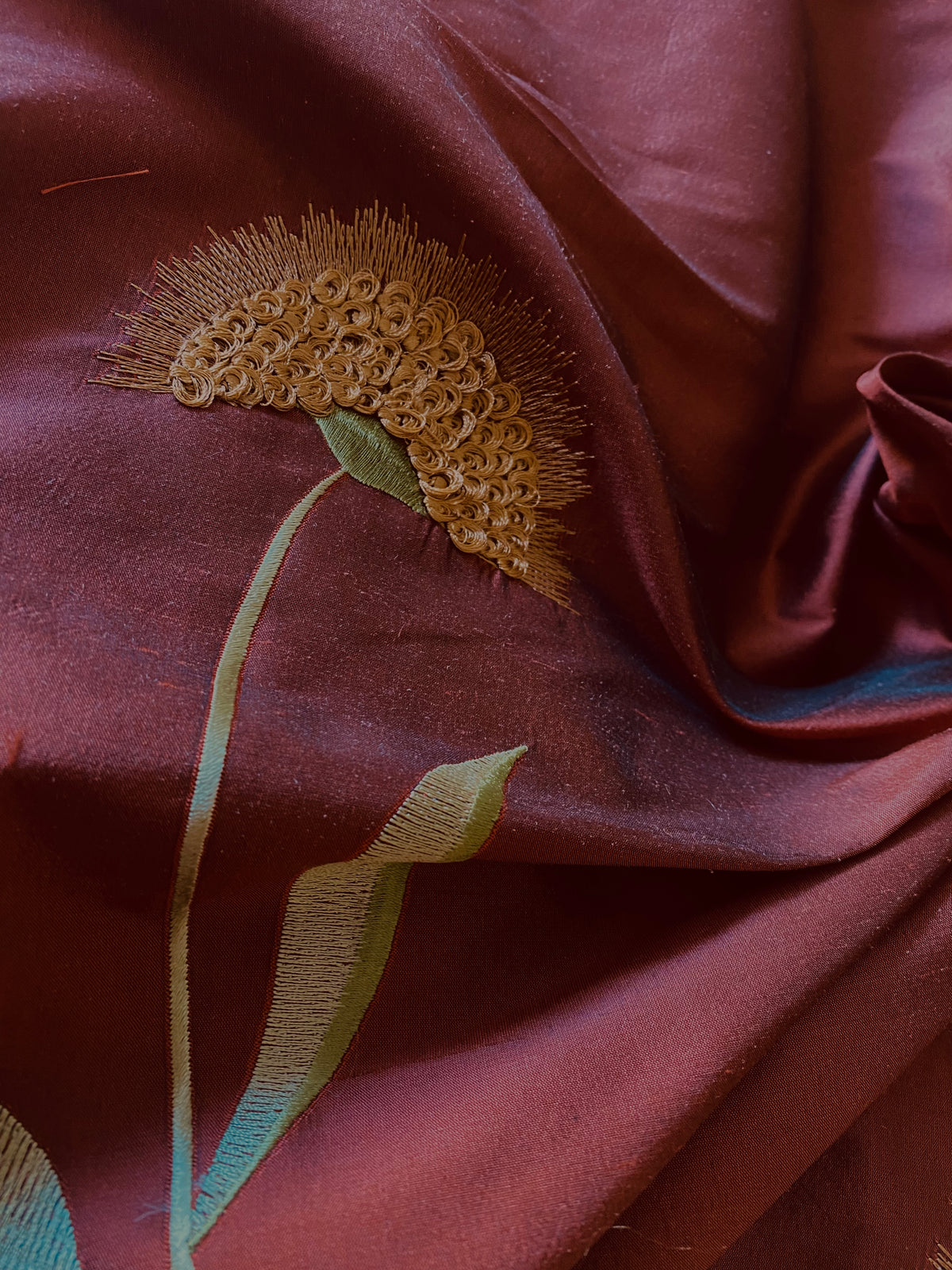 NEW Queen Forella Embroidered 100% Silk Dupioni Fabric in Red SB_3_26 - Fancy Styles Fabric Pierre Frey Lee Jofa Brunschwig & Fils