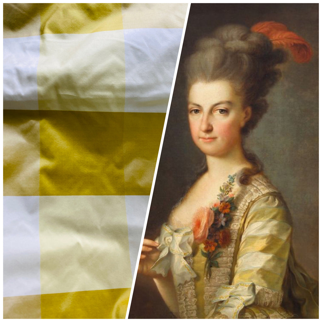 NEW Lady Emma Designer 100% Silk Taffeta Checkered Fabric- Yellow By The Yard - Fancy Styles Fabric Pierre Frey Lee Jofa Brunschwig & Fils