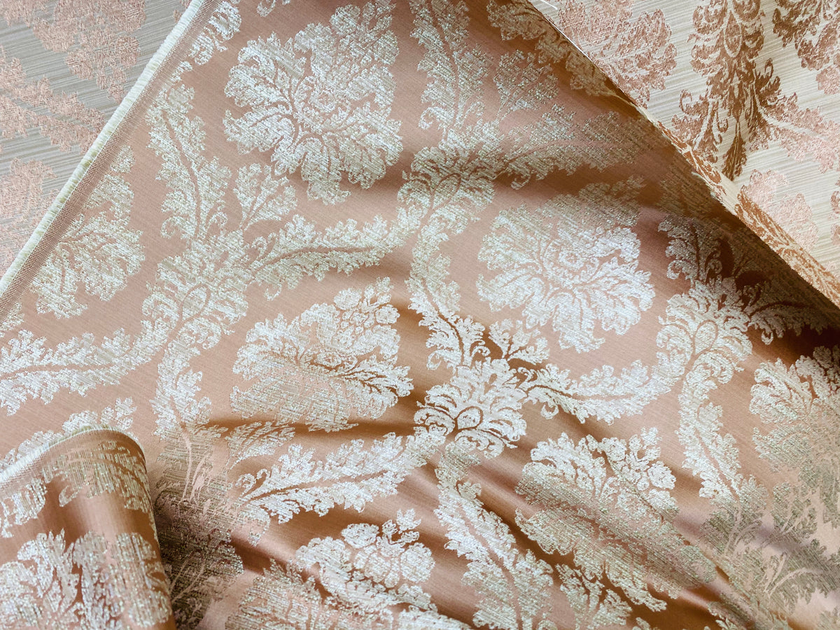 NEW! Princess Penelope Brocade Medallion Fabric- Salmon Pink - Fancy Styles Fabric Pierre Frey Lee Jofa Brunschwig & Fils