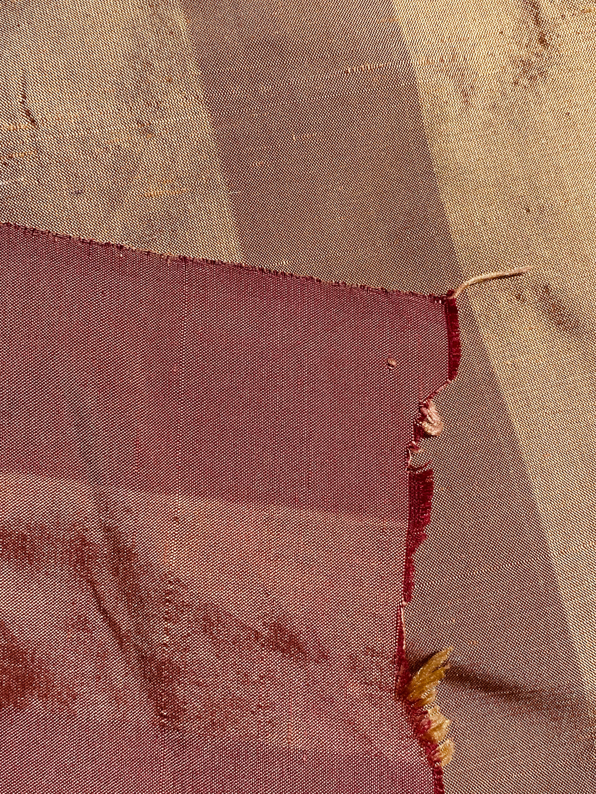 NEW Prince Ezekiel 100% Silk Dupioni Stripe Fabric - Faded Red and Gold - Fancy Styles Fabric Pierre Frey Lee Jofa Brunschwig & Fils