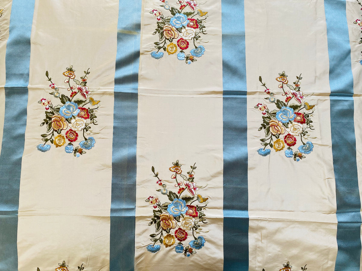 NEW! Lady Lauren Novelty 100% Silk Taffeta Embroidered Fabric - Made in India- Satin Ribbon - Fancy Styles Fabric Pierre Frey Lee Jofa Brunschwig & Fils