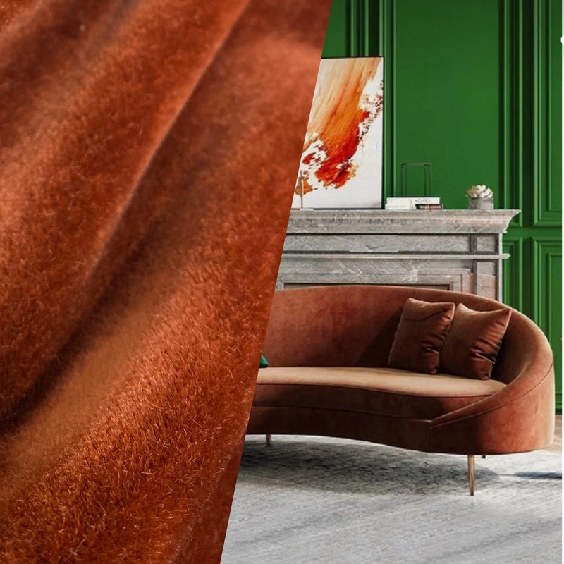 NEW Prince Hudson 100% Mohair Heavy Weight Velvet Upholstery Fabric - Rust Red - Fancy Styles Fabric Pierre Frey Lee Jofa Brunschwig & Fils