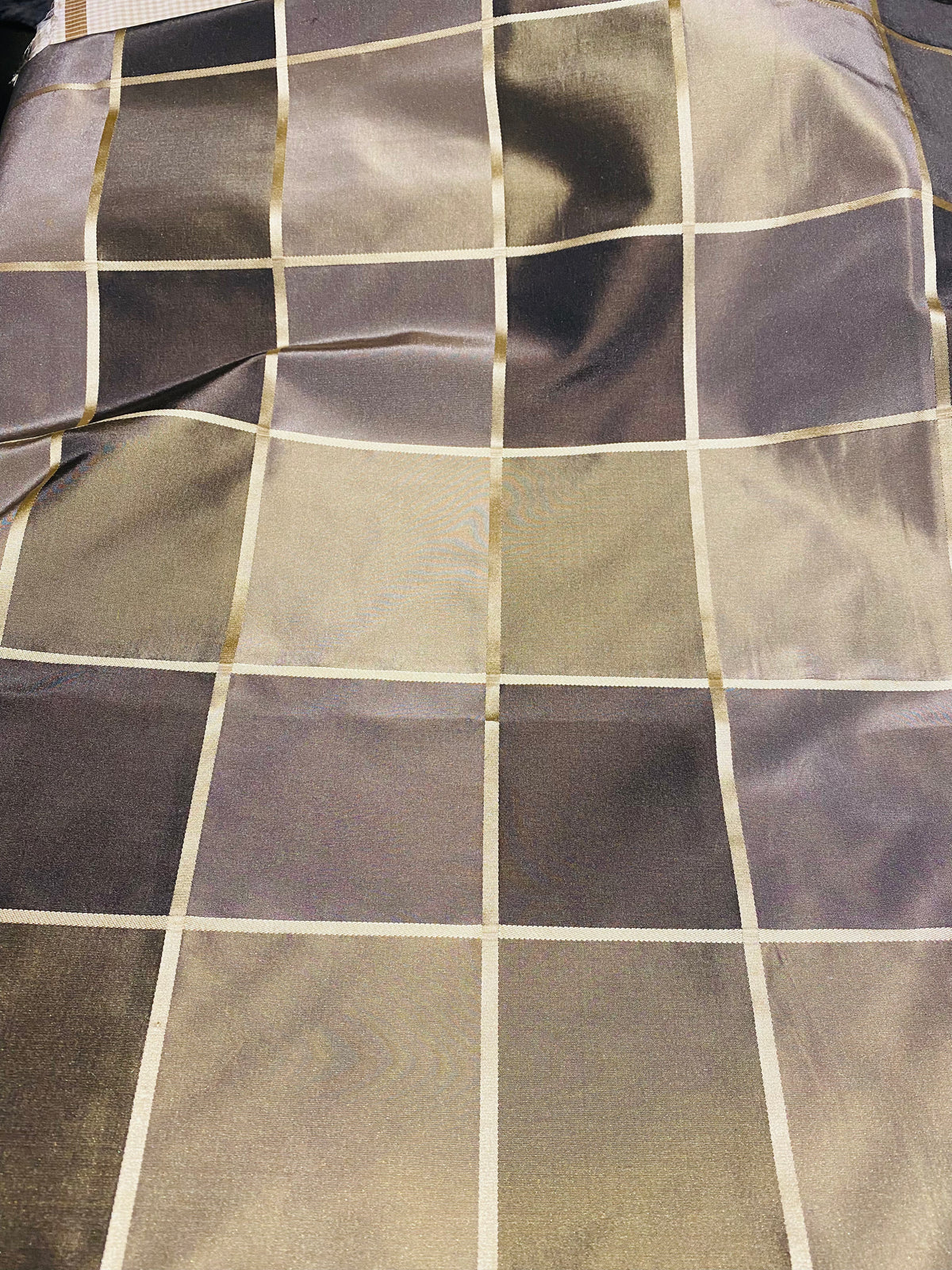 NEW Contessa Lucia 100% Silk Taffeta Plaid Tartan Gold and Old Gold Fabric SB_6_26 - Fancy Styles Fabric Pierre Frey Lee Jofa Brunschwig & Fils