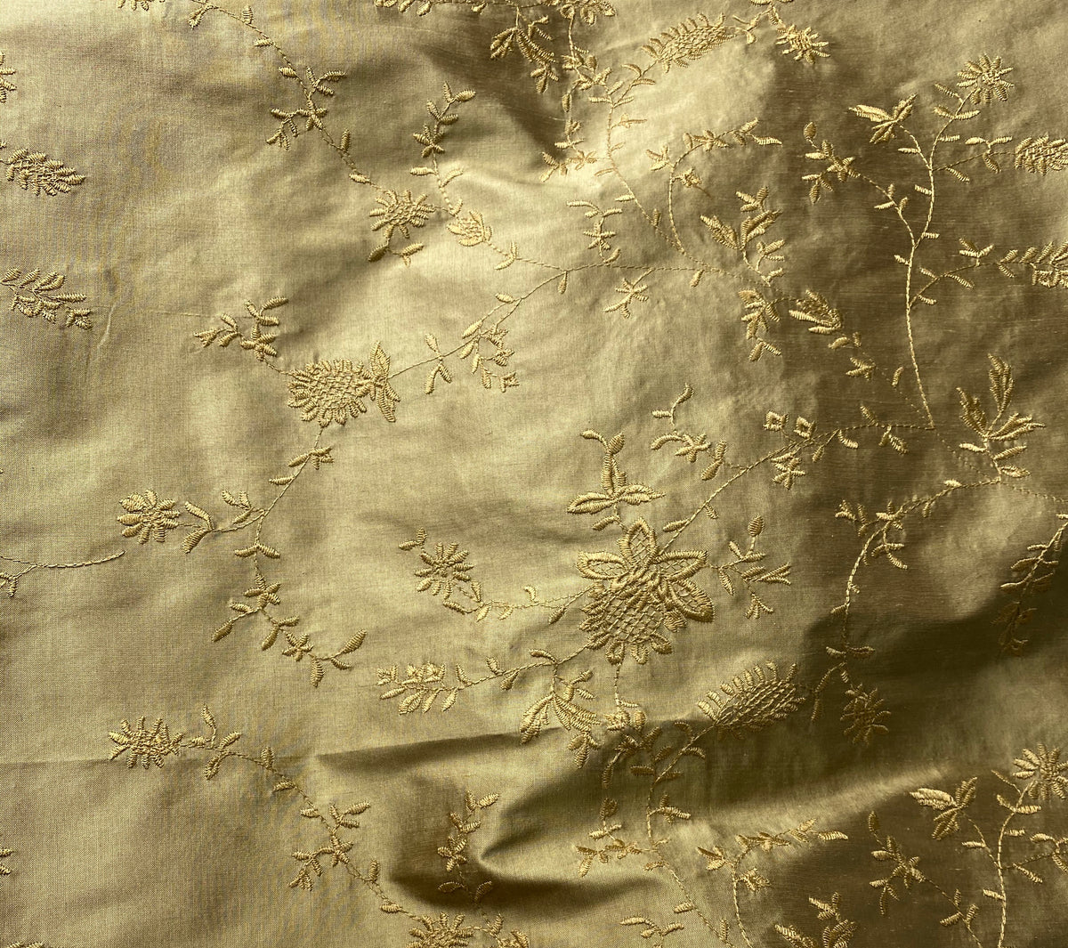 NEW Lady Aster 100% Silk Dupioni Embroidered Floral Fabric - Gold - Fancy Styles Fabric Pierre Frey Lee Jofa Brunschwig & Fils