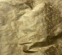 NEW Lady Aster 100% Silk Dupioni Embroidered Floral Fabric - Gold - Fancy Styles Fabric Pierre Frey Lee Jofa Brunschwig & Fils