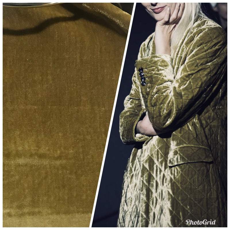 NEW Designer Silk Rayon Velvet Fabric - Dusty Mustard- By The Yard - Fancy Styles Fabric Pierre Frey Lee Jofa Brunschwig & Fils