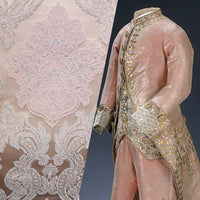 NEW King Rufus Brocade Satin Damask Decorating & Upholstery Fabric- Antique Pink - Fancy Styles Fabric Pierre Frey Lee Jofa Brunschwig & Fils