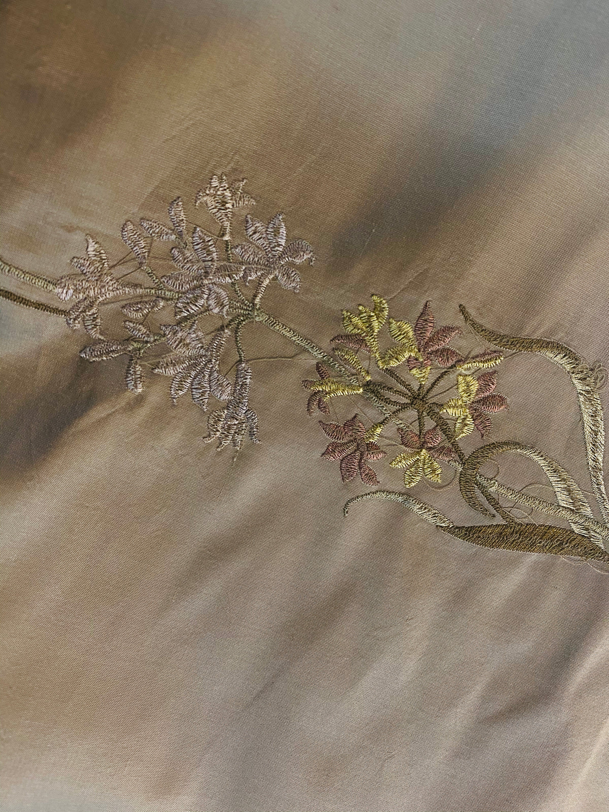 NEW Princess Cyrena 100% Silk Dupioni Embroidered Fabric Light Old Gold- SB_3_16 - Fancy Styles Fabric Pierre Frey Lee Jofa Brunschwig & Fils