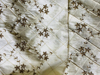 Queen Elisabeth 100% Silk Dupioni Embroidered Quilted Floral Fabric- Ivory - Fancy Styles Fabric Pierre Frey Lee Jofa Brunschwig & Fils