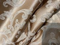 NEW Sir Smith Satin Swirl Leaf Motif Upholstery & Decorating Fabric- Gold - Fancy Styles Fabric Pierre Frey Lee Jofa Brunschwig & Fils
