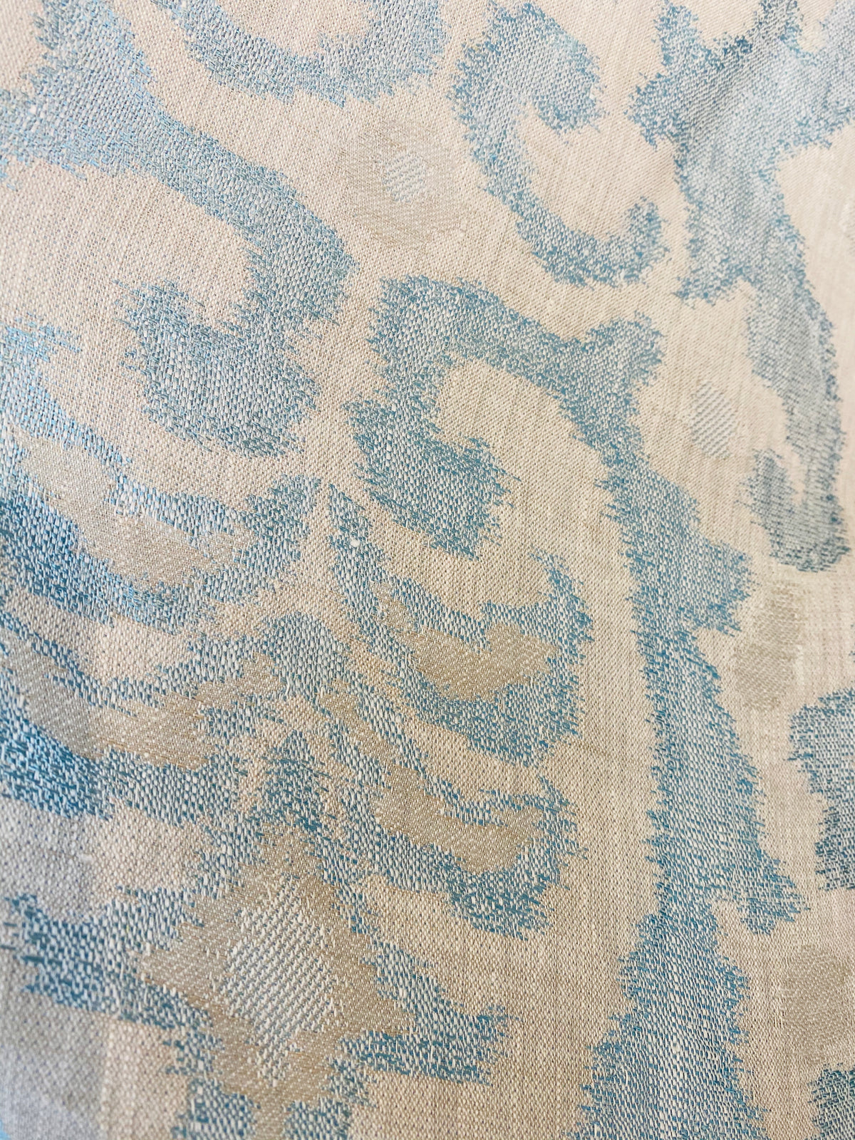 NEW COLOR! Duke Drake Novelty Imported 100% Linen Woven Medallion Fabric Blue and White - Fancy Styles Fabric Pierre Frey Lee Jofa Brunschwig & Fils