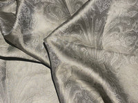 NEW Queen Lita 100% Silk Jacquard Lightweight Paisley Fabric - Grey- SB_8_4 - Fancy Styles Fabric Pierre Frey Lee Jofa Brunschwig & Fils